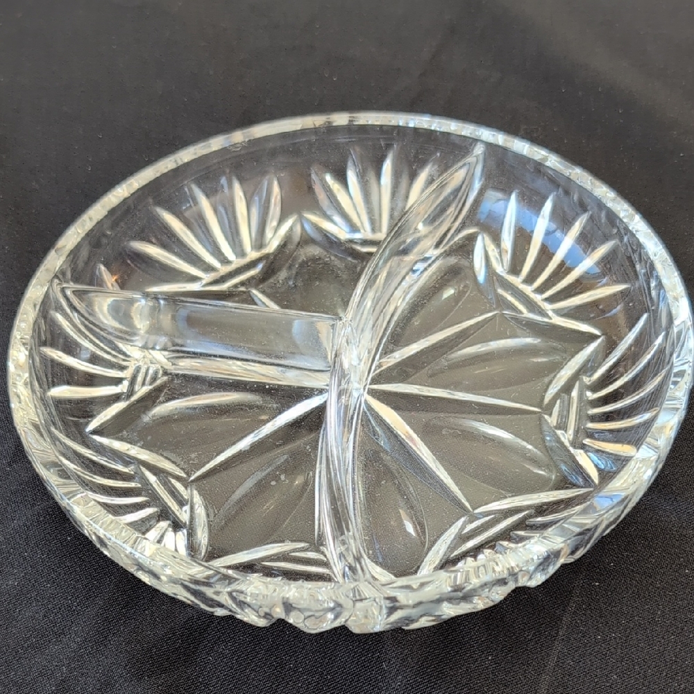 Vintage Cut Crystal Pickle / Olive Tray